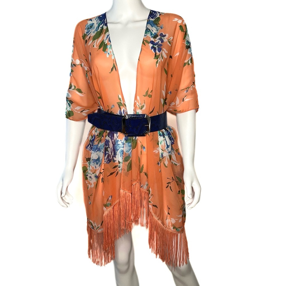 Soul Young Vibrant Tropical Kimono Duster Womens SZ OS Resortwear Coverup Boho